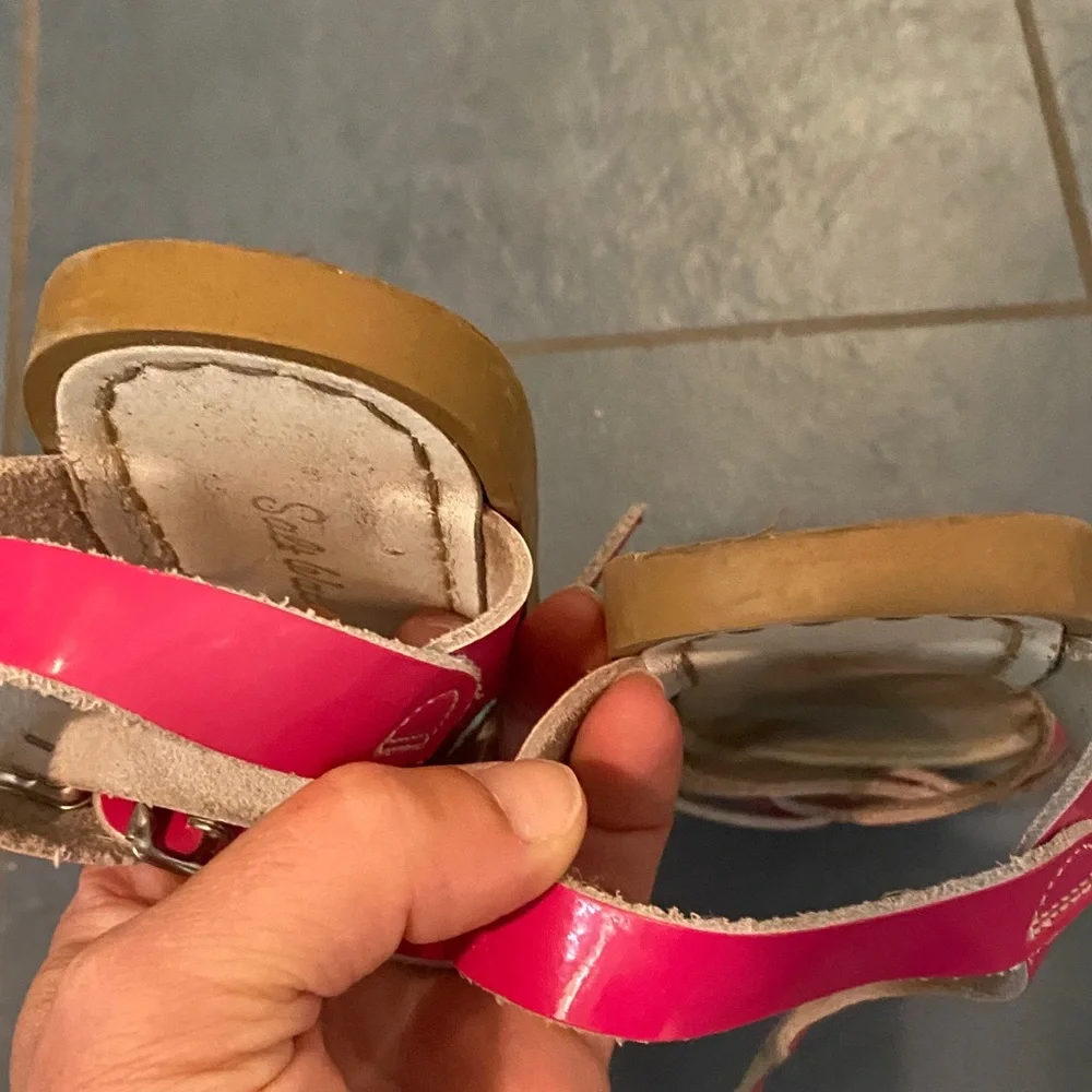 Leather Strappy Pink Salt Water  Sandals